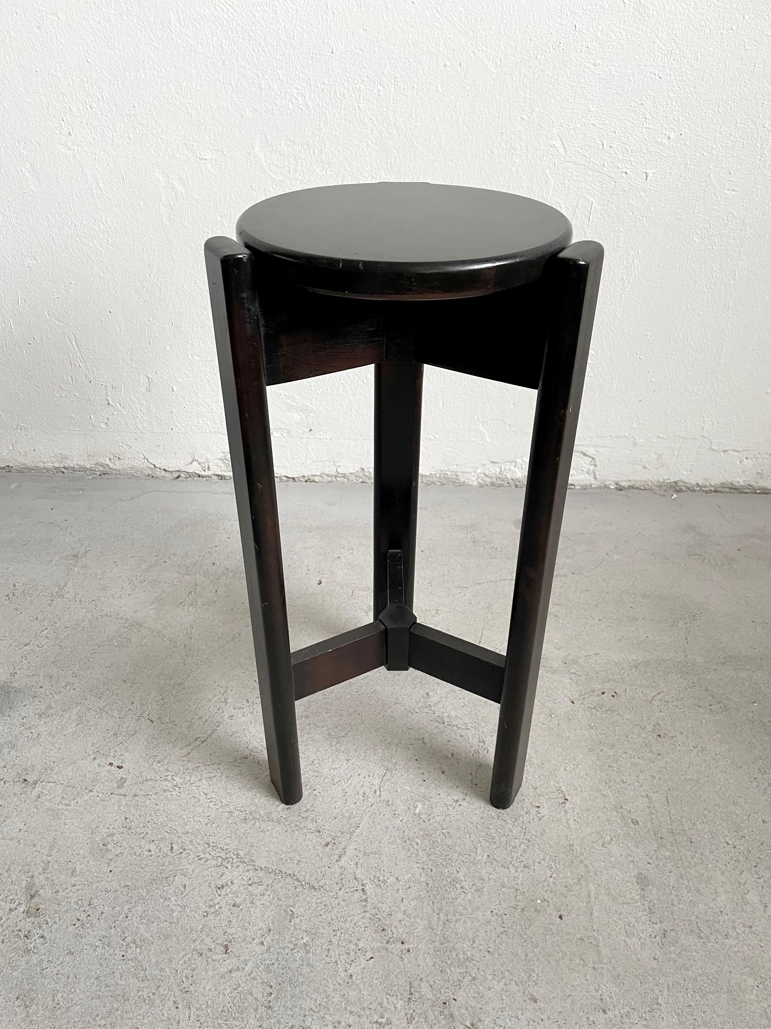 Set of 3 Vintage Mid Century Black Painted Wooden Bar Stool, 1960's 1970's In Good Condition In Zagreb, HR