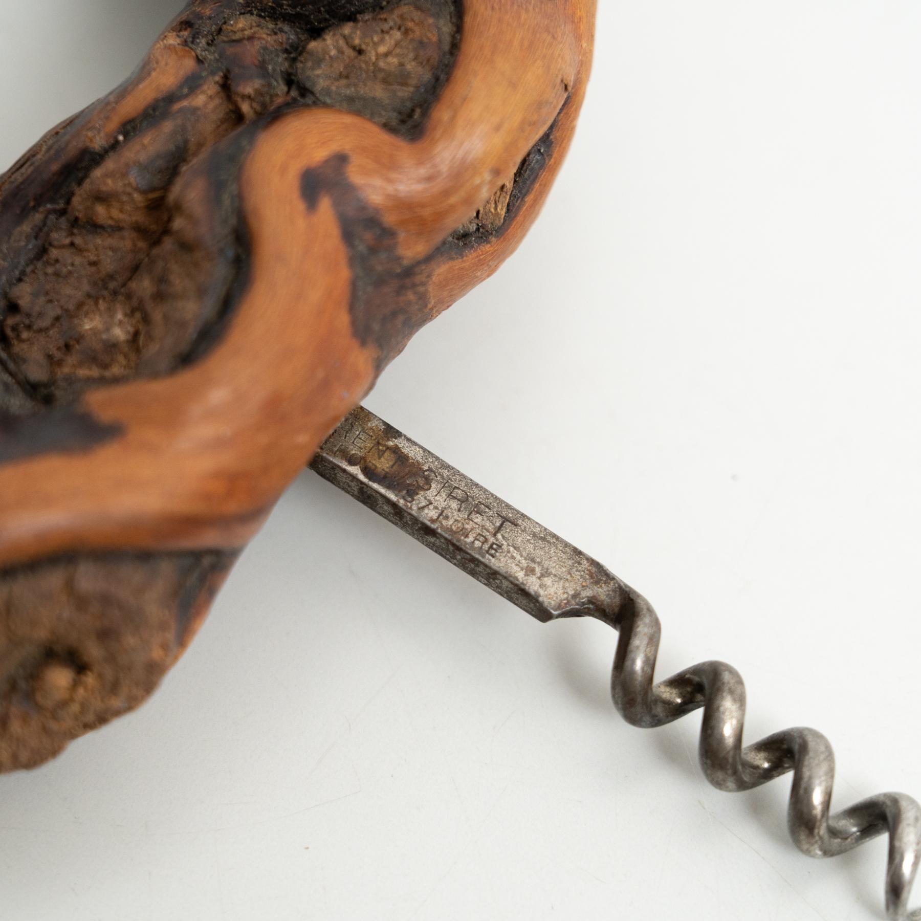 Set of 3 Handcrafted 1930s French Vine Wood Corkscrews by Laurent Siret For Sale 1