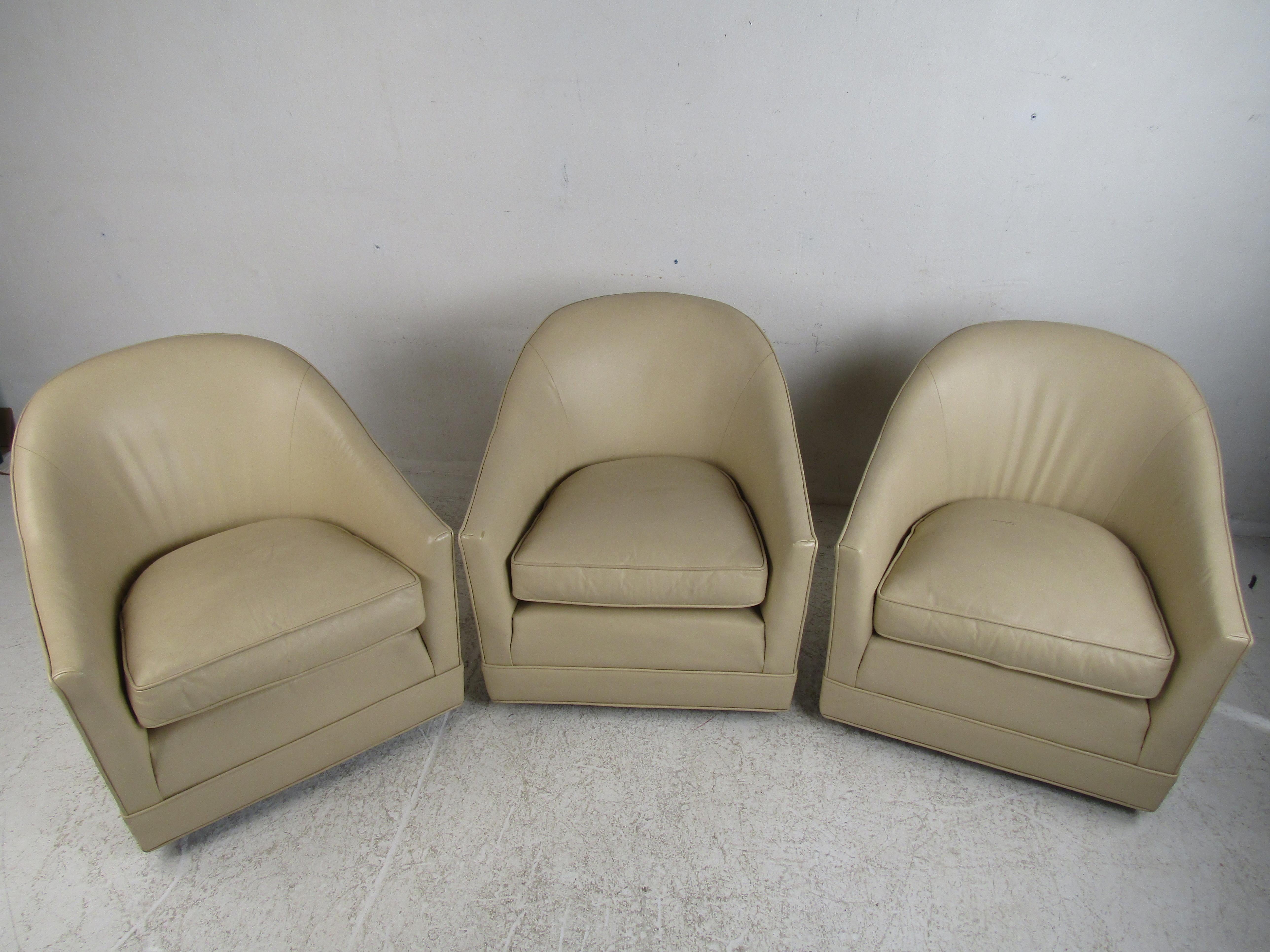 Leather Set of 3 Vintage Modern Harvey Probber Chairs For Sale