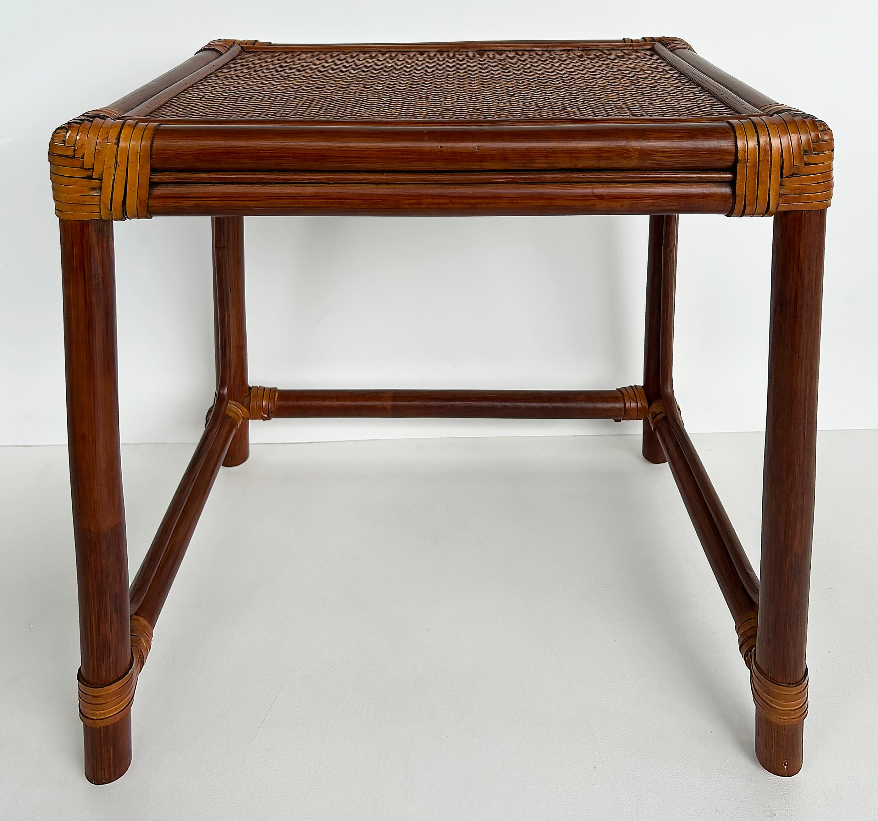 Set of 3 Vintage Rattan, Grass Cloth Nesting Tables, McGuire Manner For Sale 4