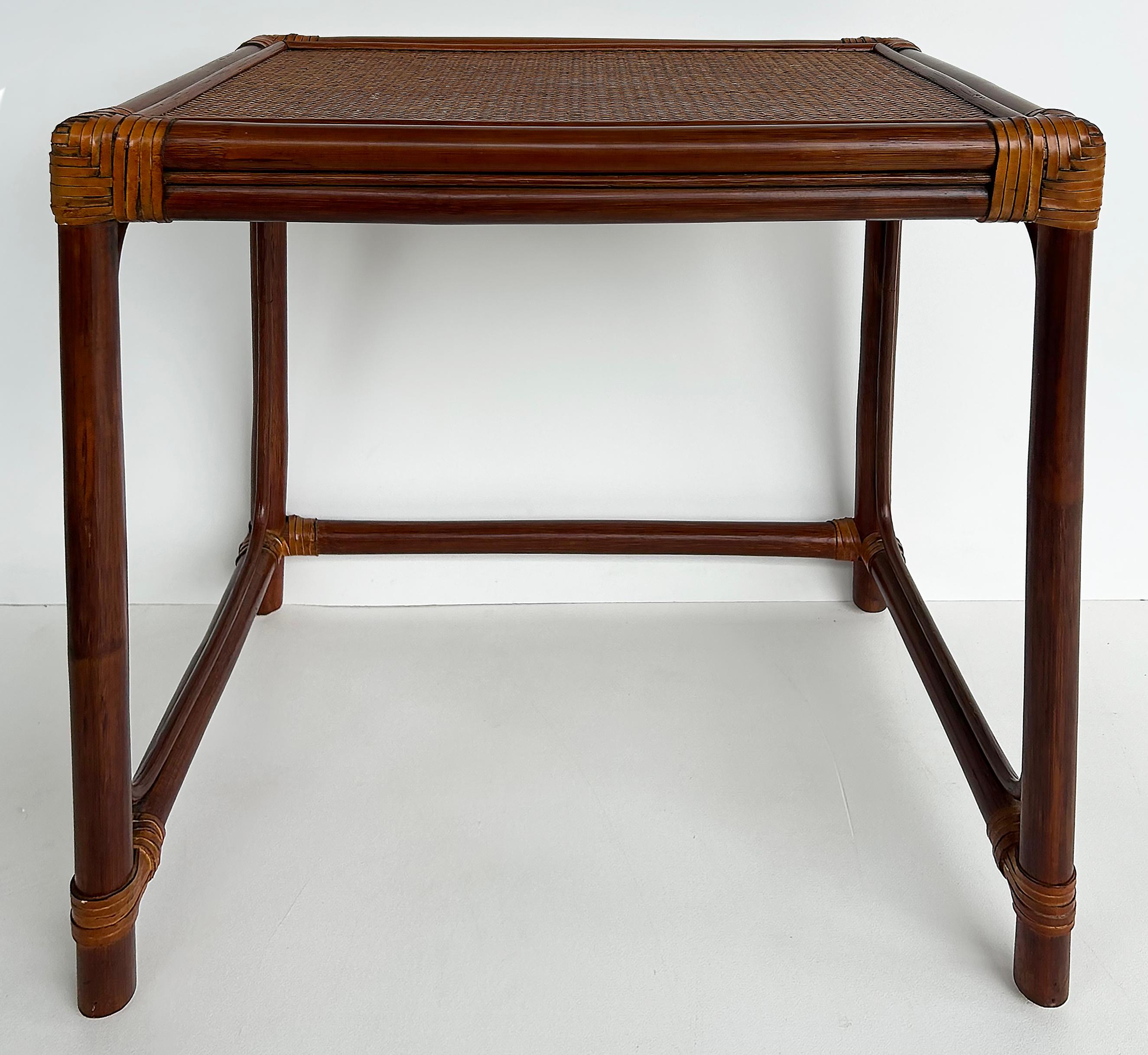 Set of 3 Vintage Rattan, Grass Cloth Nesting Tables, McGuire Manner For Sale 5