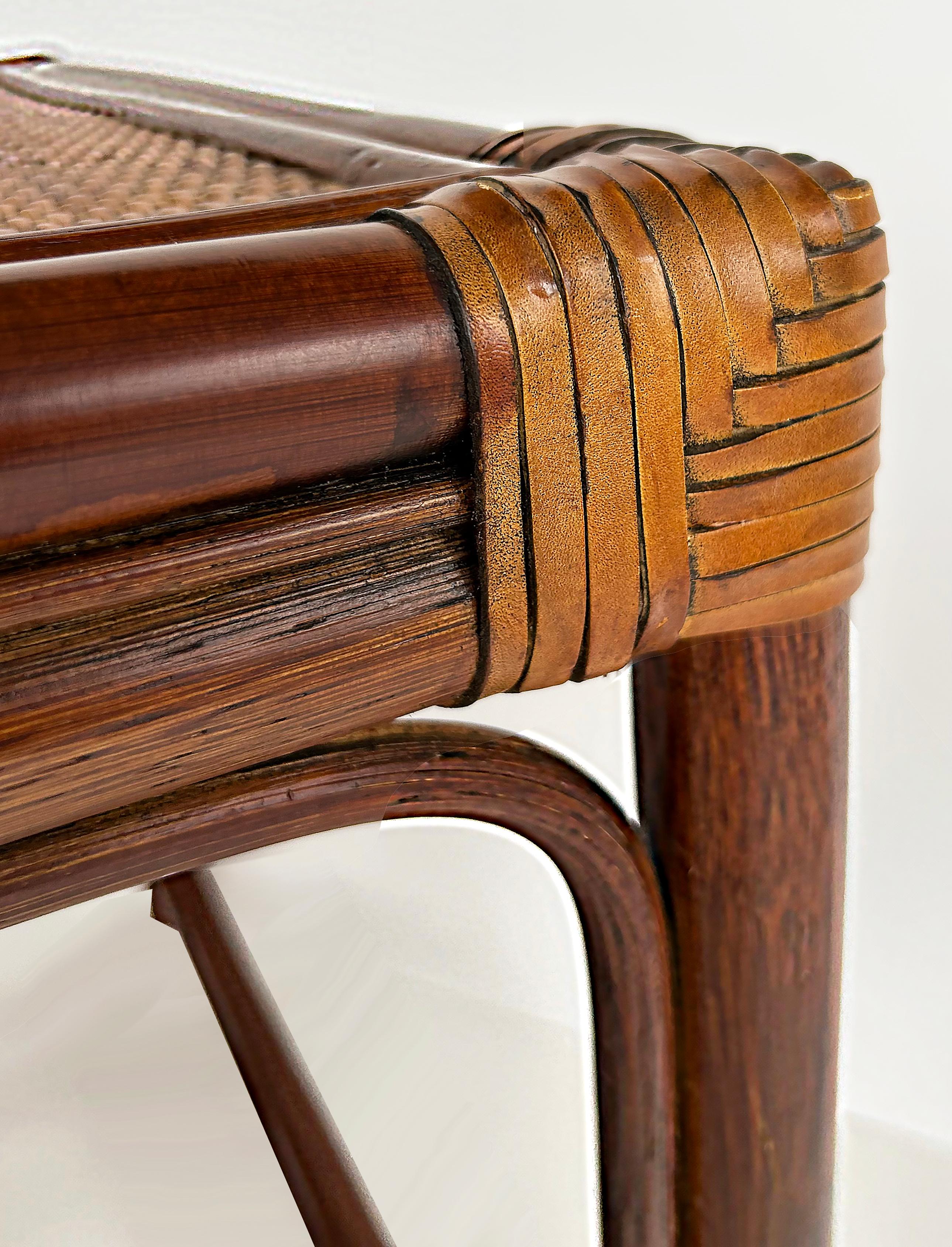 Set of 3 Vintage Rattan, Grass Cloth Nesting Tables, McGuire Manner For Sale 8
