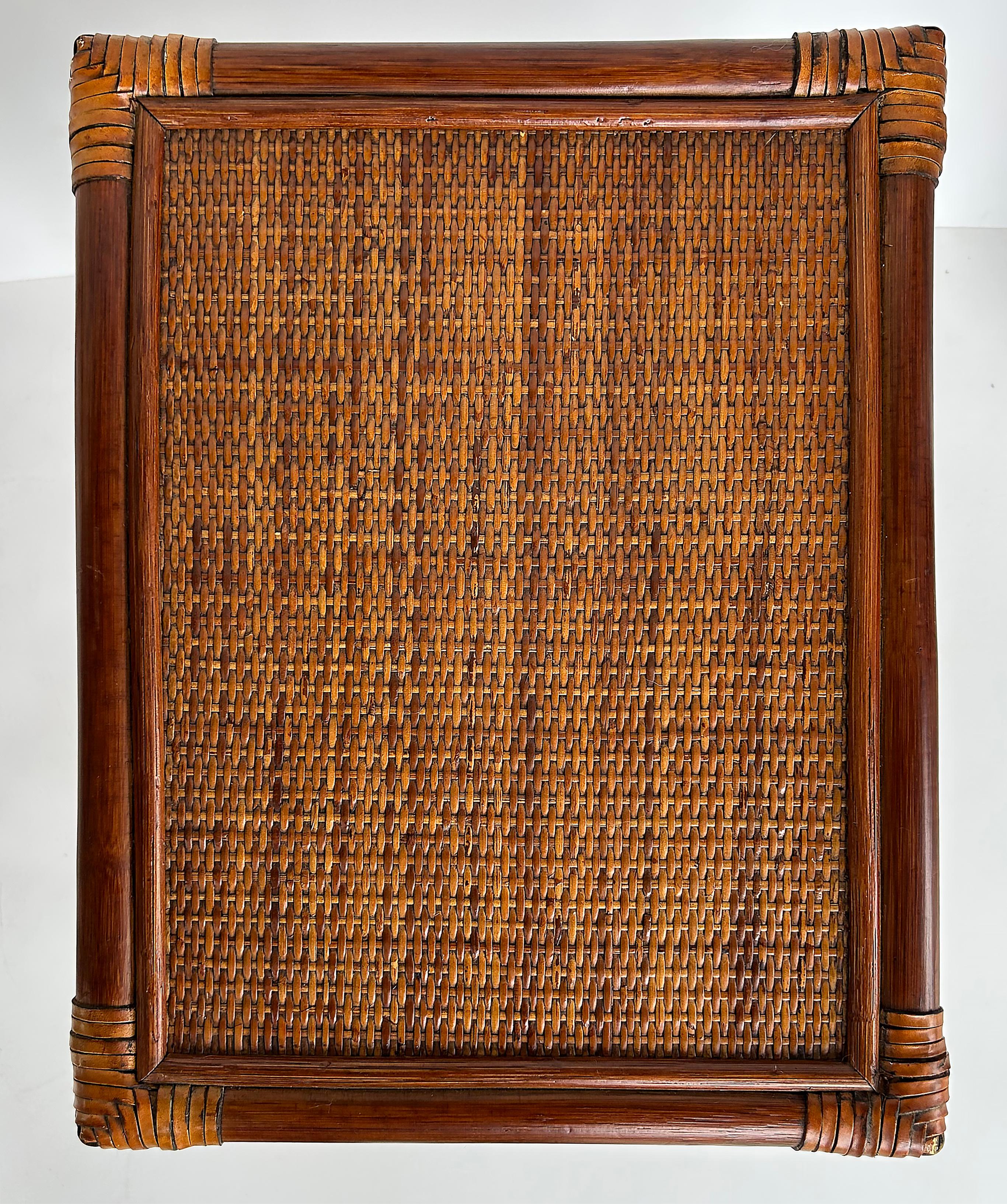 Set of 3 Vintage Rattan, Grass Cloth Nesting Tables, McGuire Manner For Sale 2