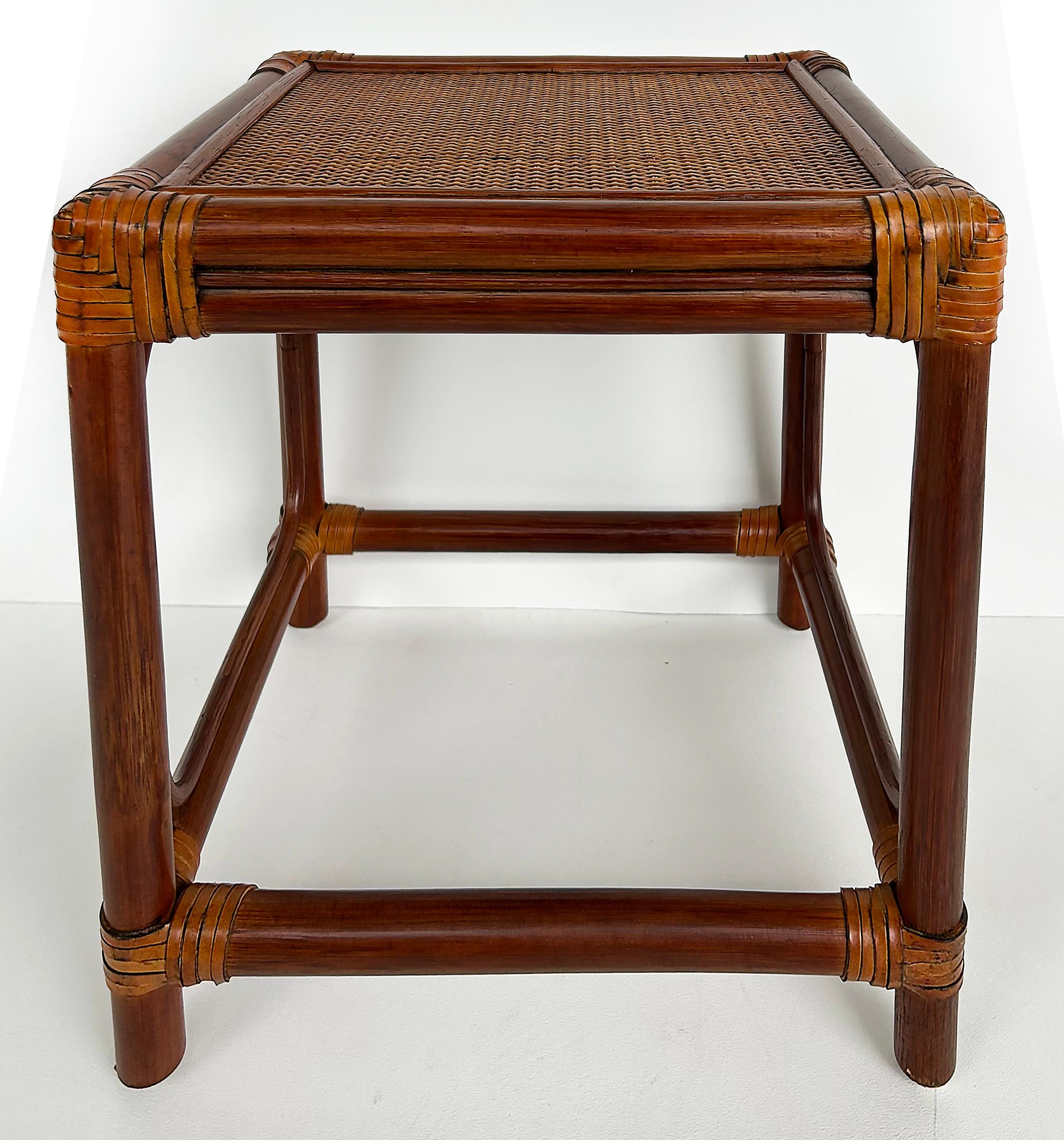 Set of 3 Vintage Rattan, Grass Cloth Nesting Tables, McGuire Manner For Sale 3