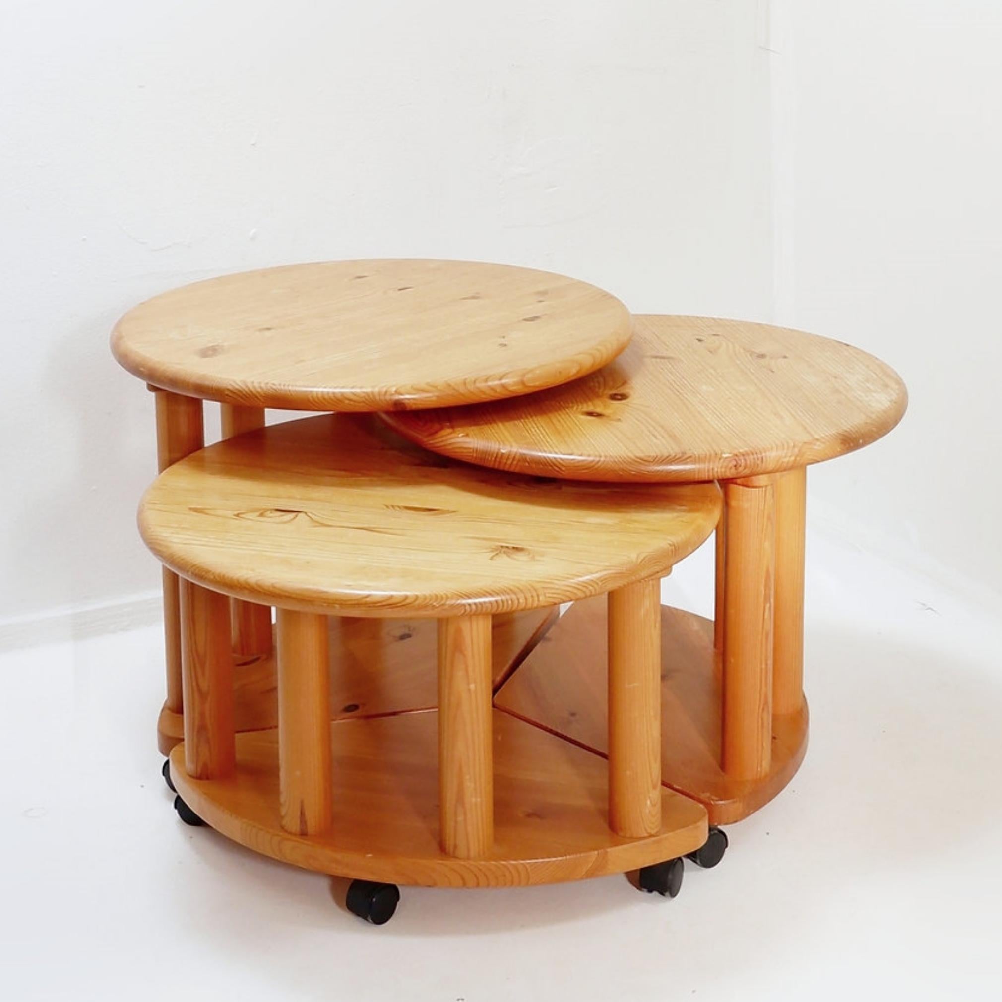 Set of 3 vintage side tables, in the style of Rainer Daumiller in vendita 6