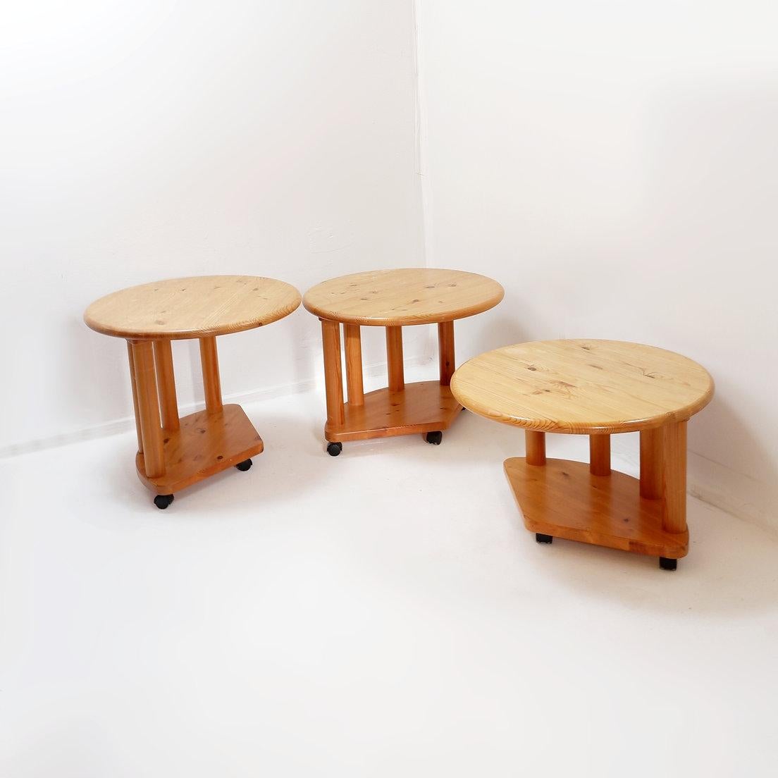 Set of 3 vintage side tables, in the style of Rainer Daumiller in vendita 1