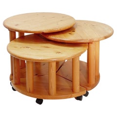 Set of 3 vintage side tables, in the style of Rainer Daumiller