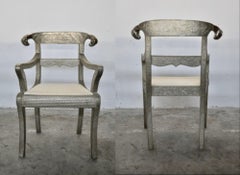 Set of 3 Vintage Silver Armchairs