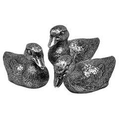 Set of 3 Vintage Silver Ducks Models Figures Birds 1988