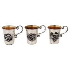 Set Of 3 Vintage Sterling Silver Judaica Kiddush Cups
