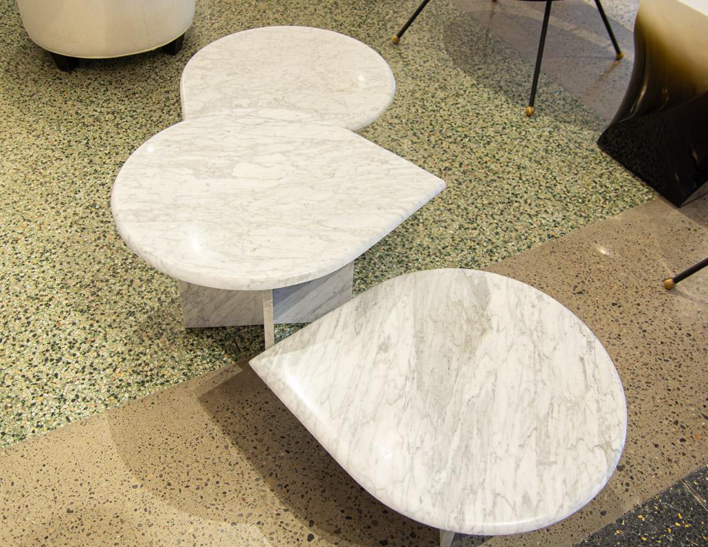 Set of 3 Vintage Travertine Tear Drop Cocktail Tables In Good Condition For Sale In North York, ON