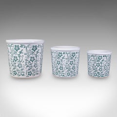 Set of 3 Vintage Tree Planters, Portuguese, Ceramic, Veranda, Garden, Bush Pots