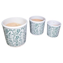 Set of 3 Vintage Tree Planters, Portuguese, Ceramic, Veranda, Garden, Bush Pots