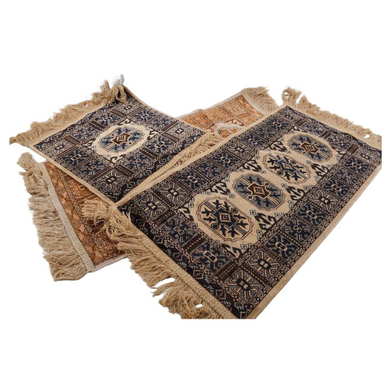 Set of 3 Vintage Uzbek Bukhara Style Silk Rugs, 1970s, 1g30 For Sale at