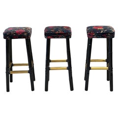 Set of 3 Vintage Velvet Stools