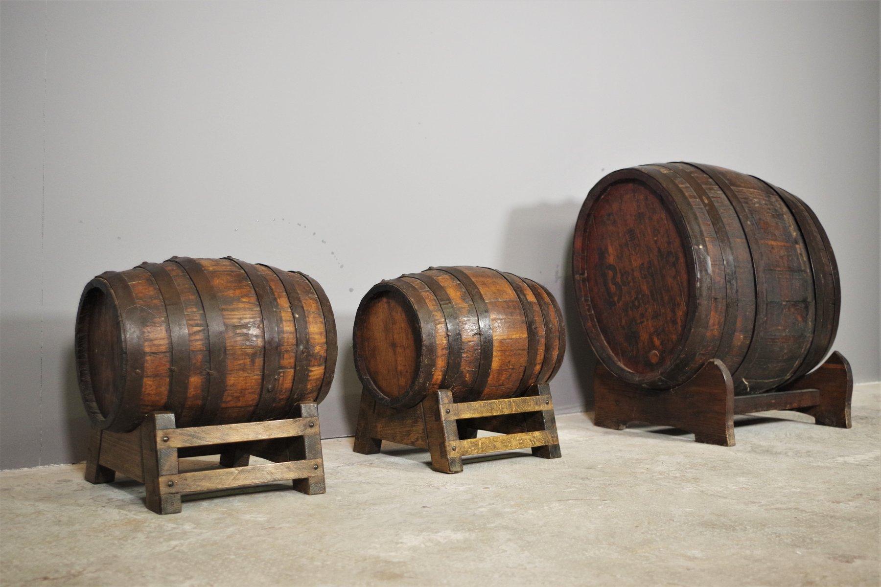 Set of 3 Vintage Wine Barrels, 1950s For Sale 2