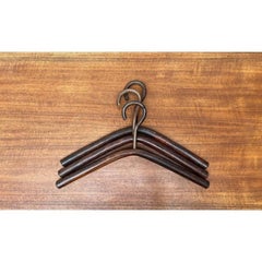 Set of 3 Vintage Wood Coat Hangers, 1970s