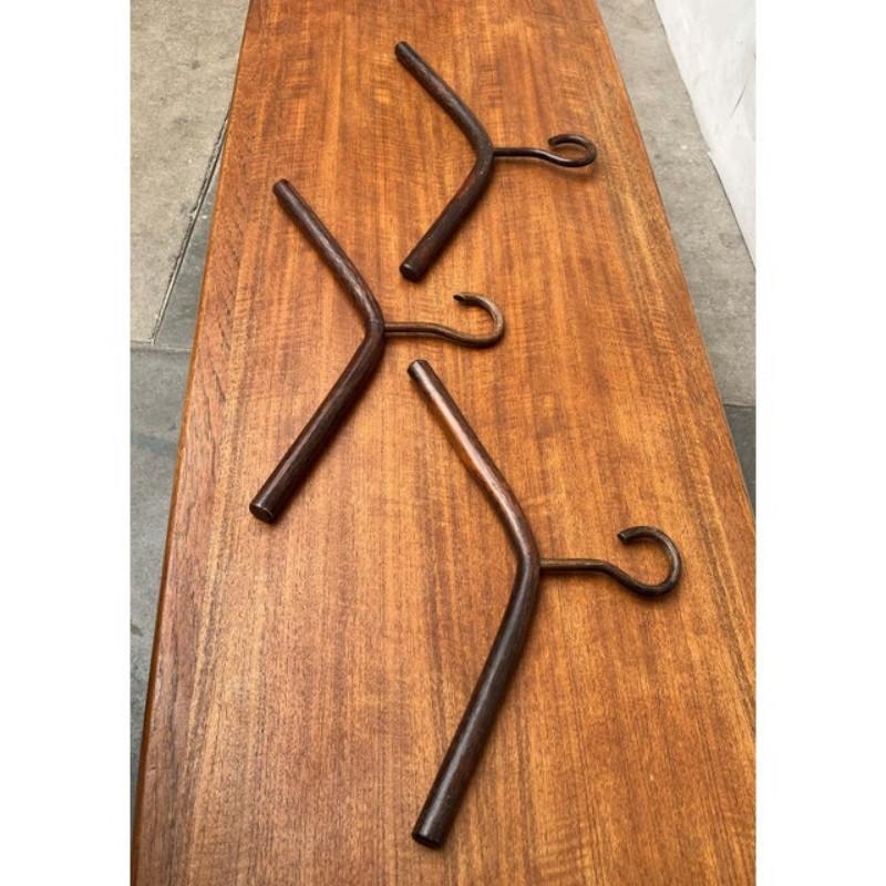 Set di 3 appendiabiti vintage in Wood, anni '70 in vendita 2