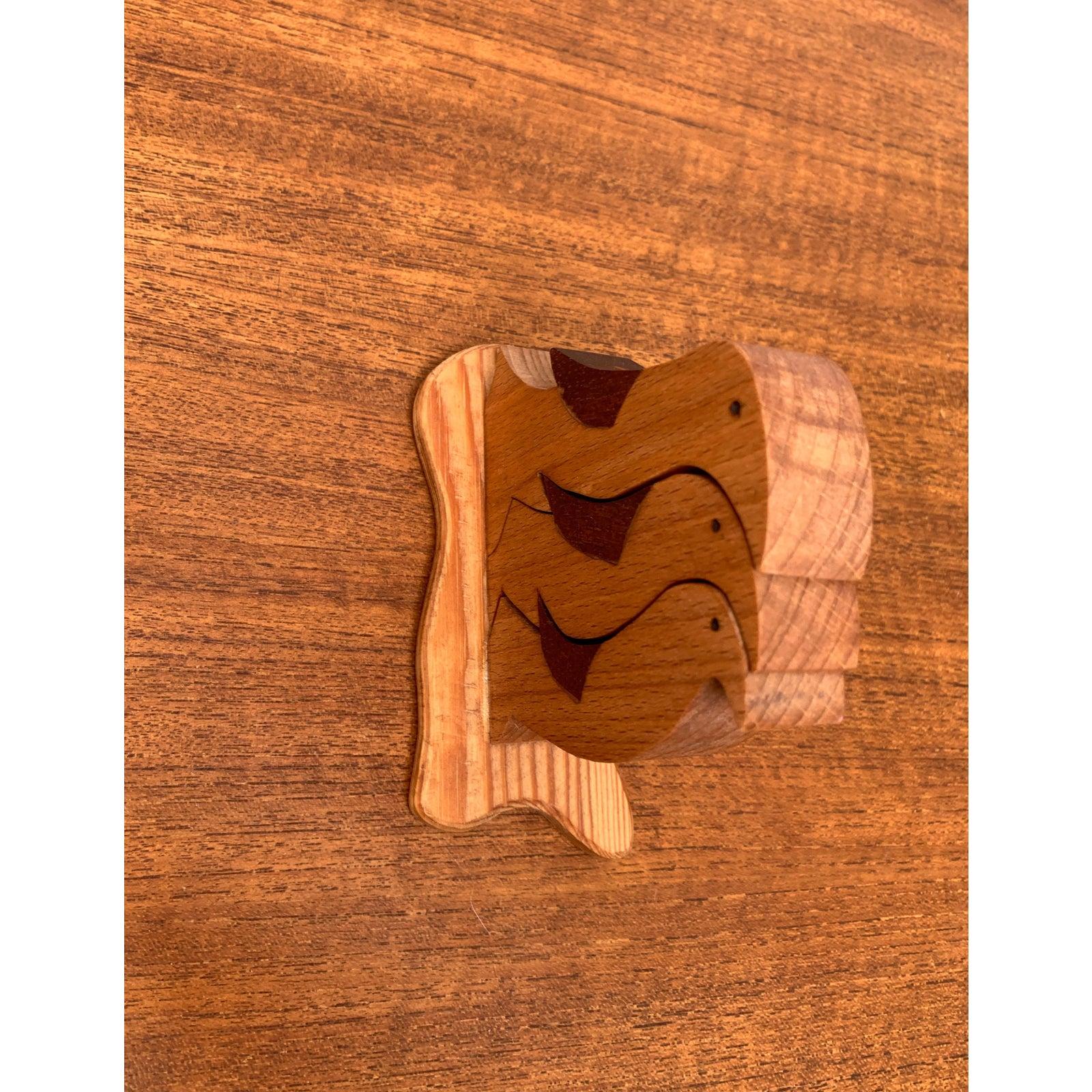 Set di 3 sculture di pinguini in legno vintage in vendita 7