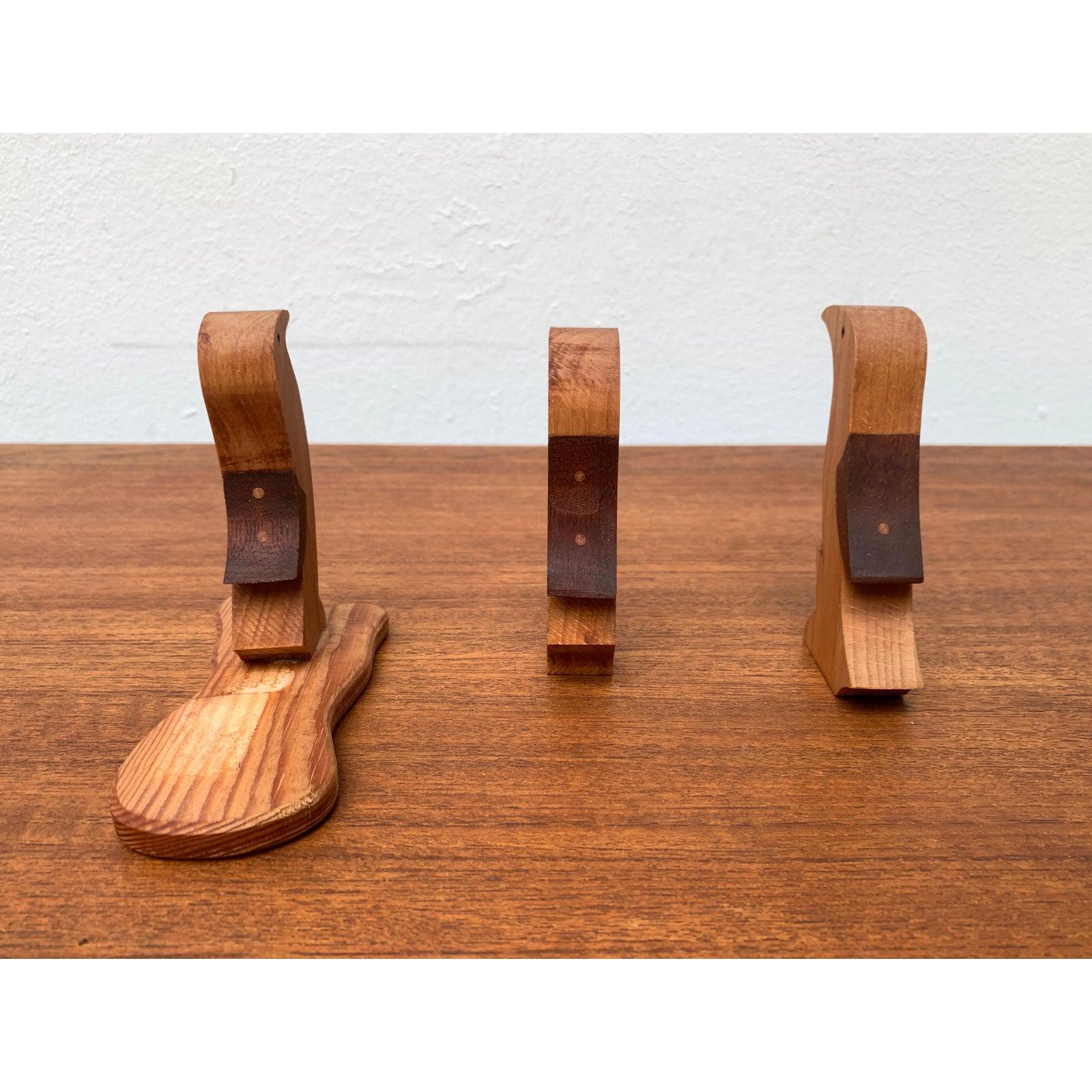 Set di 3 sculture di pinguini in legno vintage in vendita 1