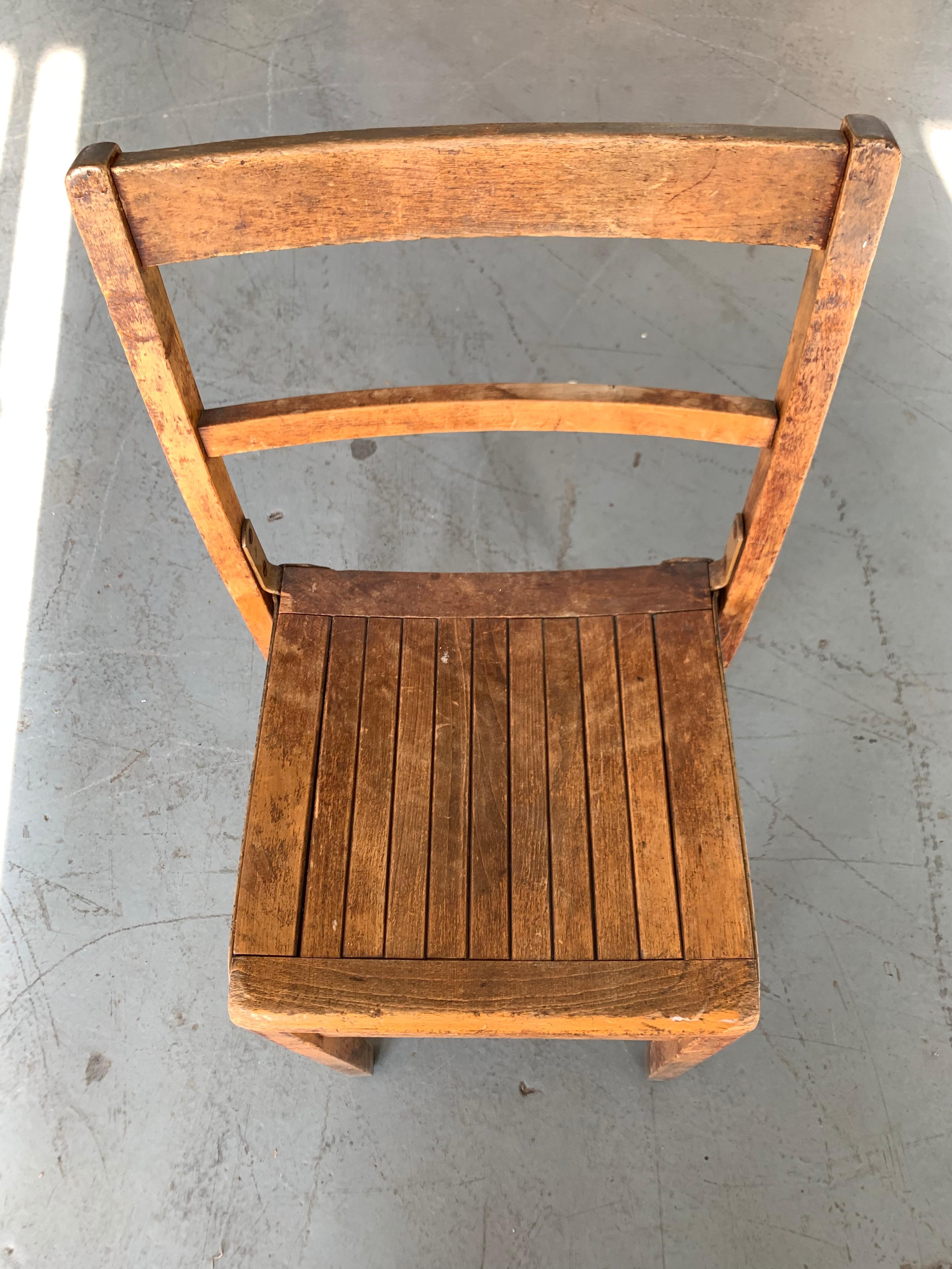 Set of 3 Vintage Wooden Stacking Chairs 6