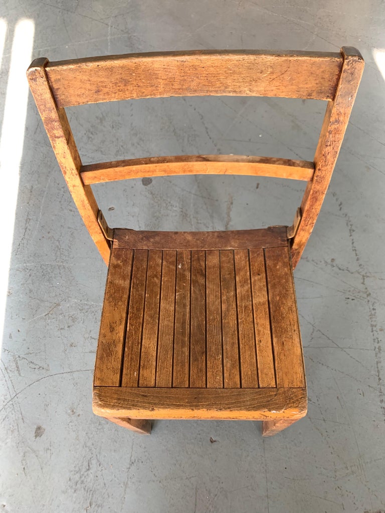 Set of 3 Vintage Wooden Stacking Chairs For Sale at 1stdibs