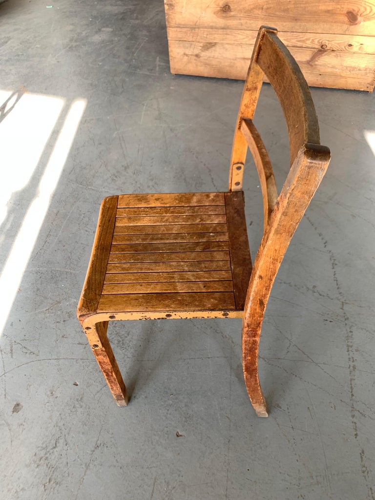 Set of 3 Vintage Wooden Stacking Chairs For Sale at 1stdibs