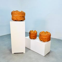 Set di 3 cesti di porcospino Lauhala VTG.