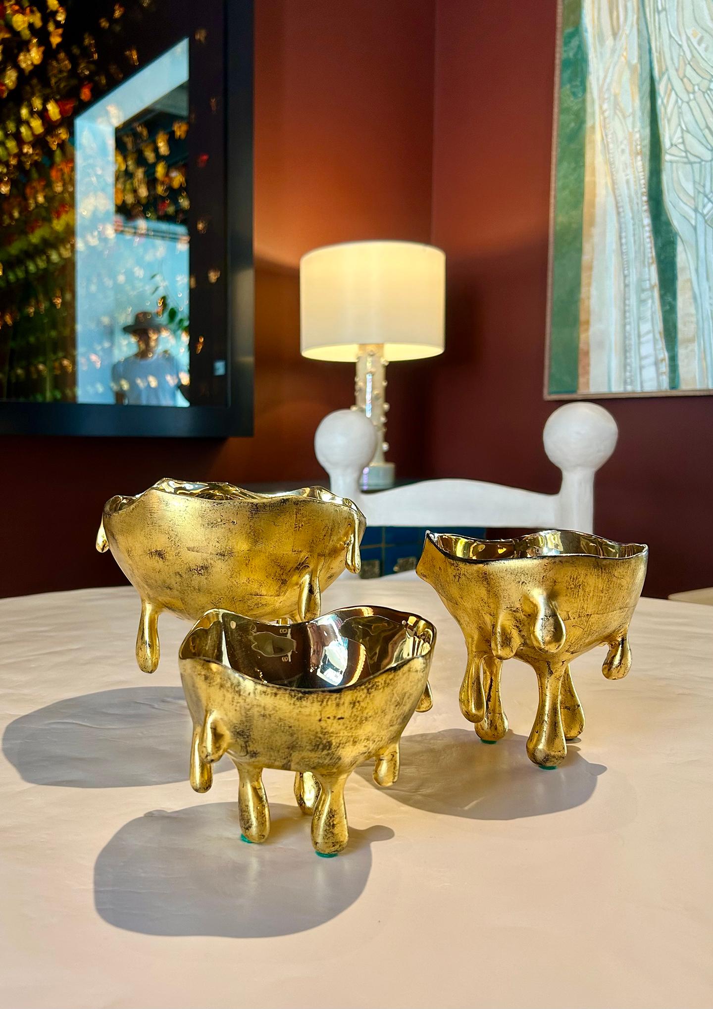 European Wabi Bowls in Gold Bronze and Gold Leaf from Elan Atelier (IN STOCK) For Sale