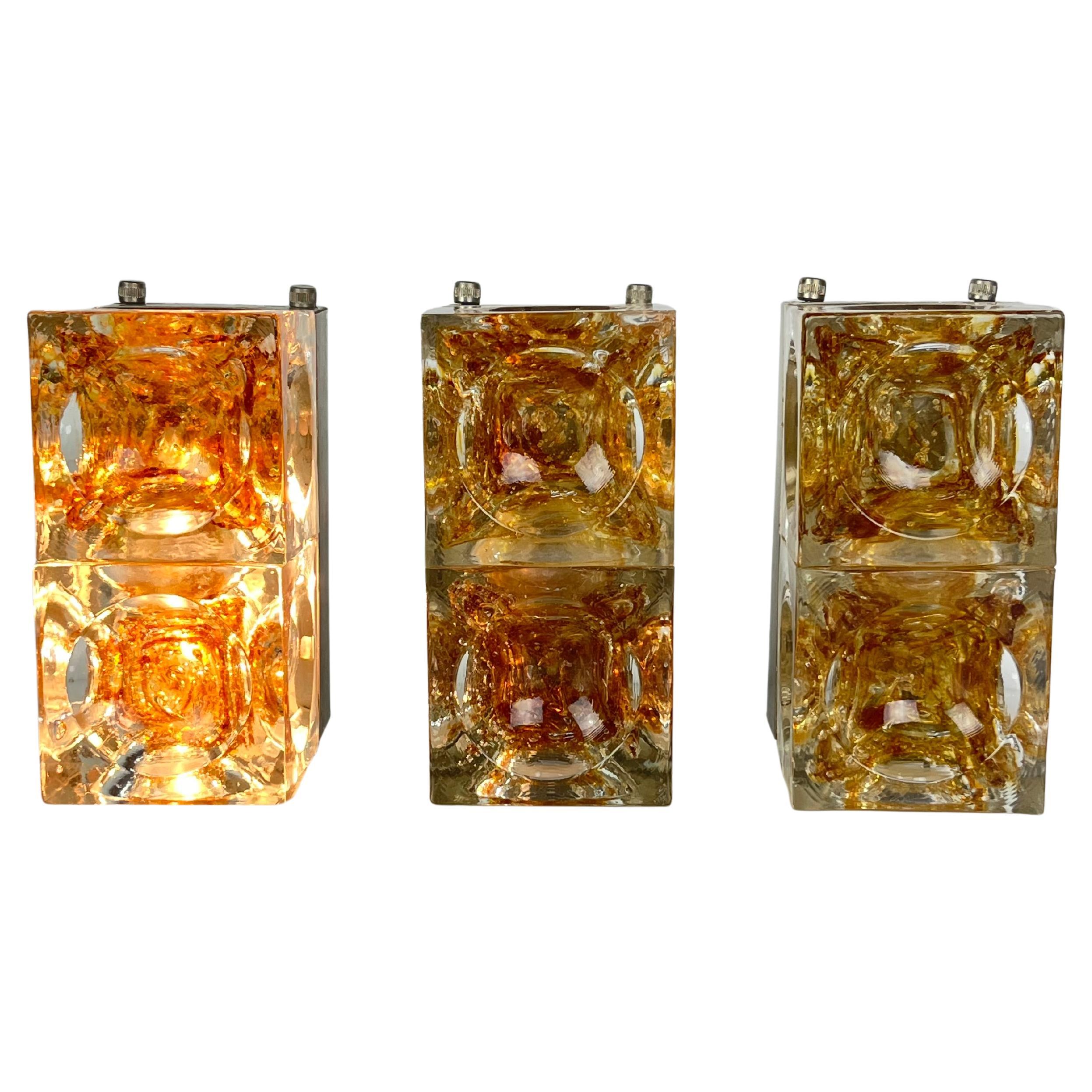 Set of 3 Wall Lamps by Albano Poli for Poliarte, 1970s