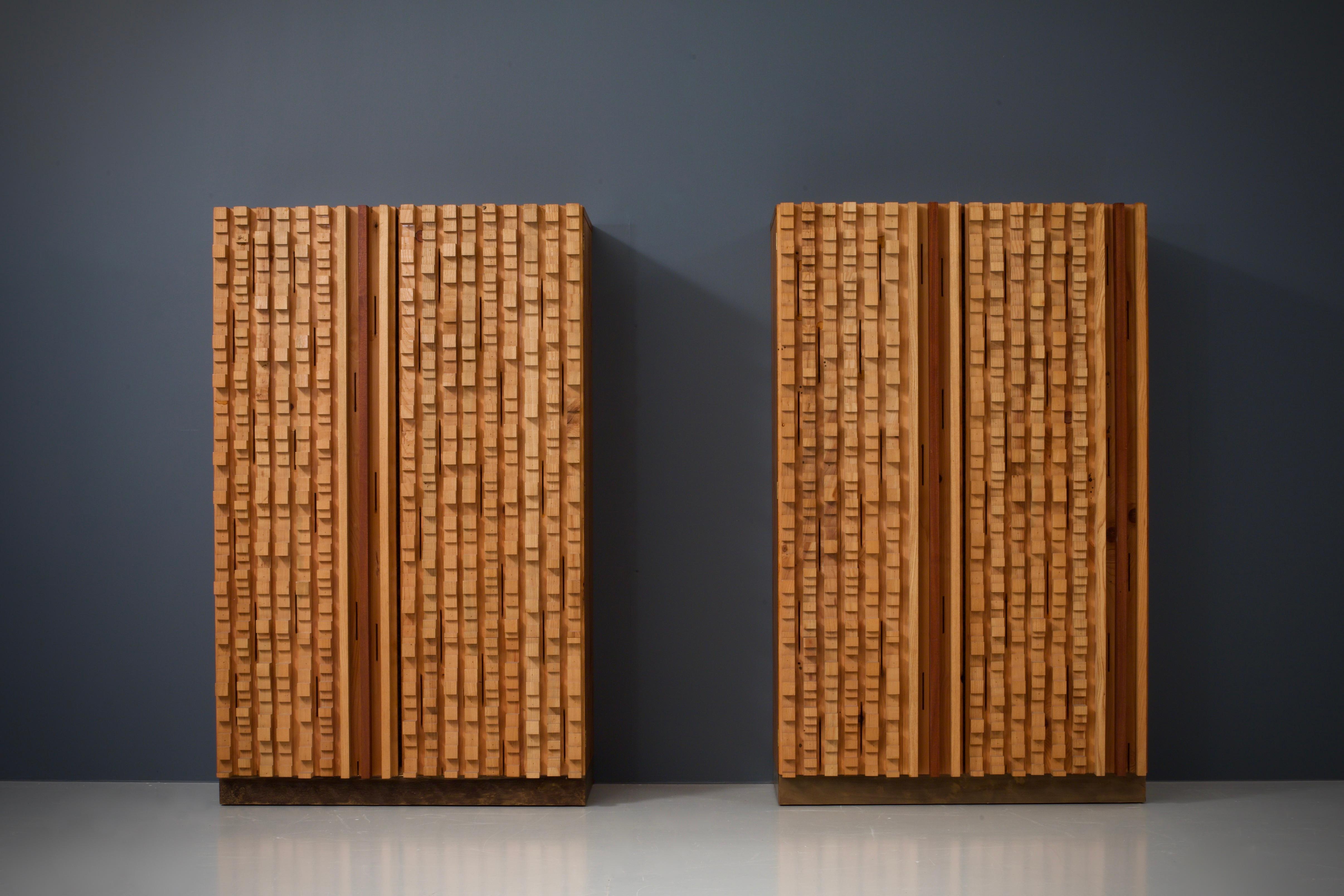 Set of 3 Wall Panels and 2 Cabinets by Stefano d'Amico, Italy, 1975 For Sale 6