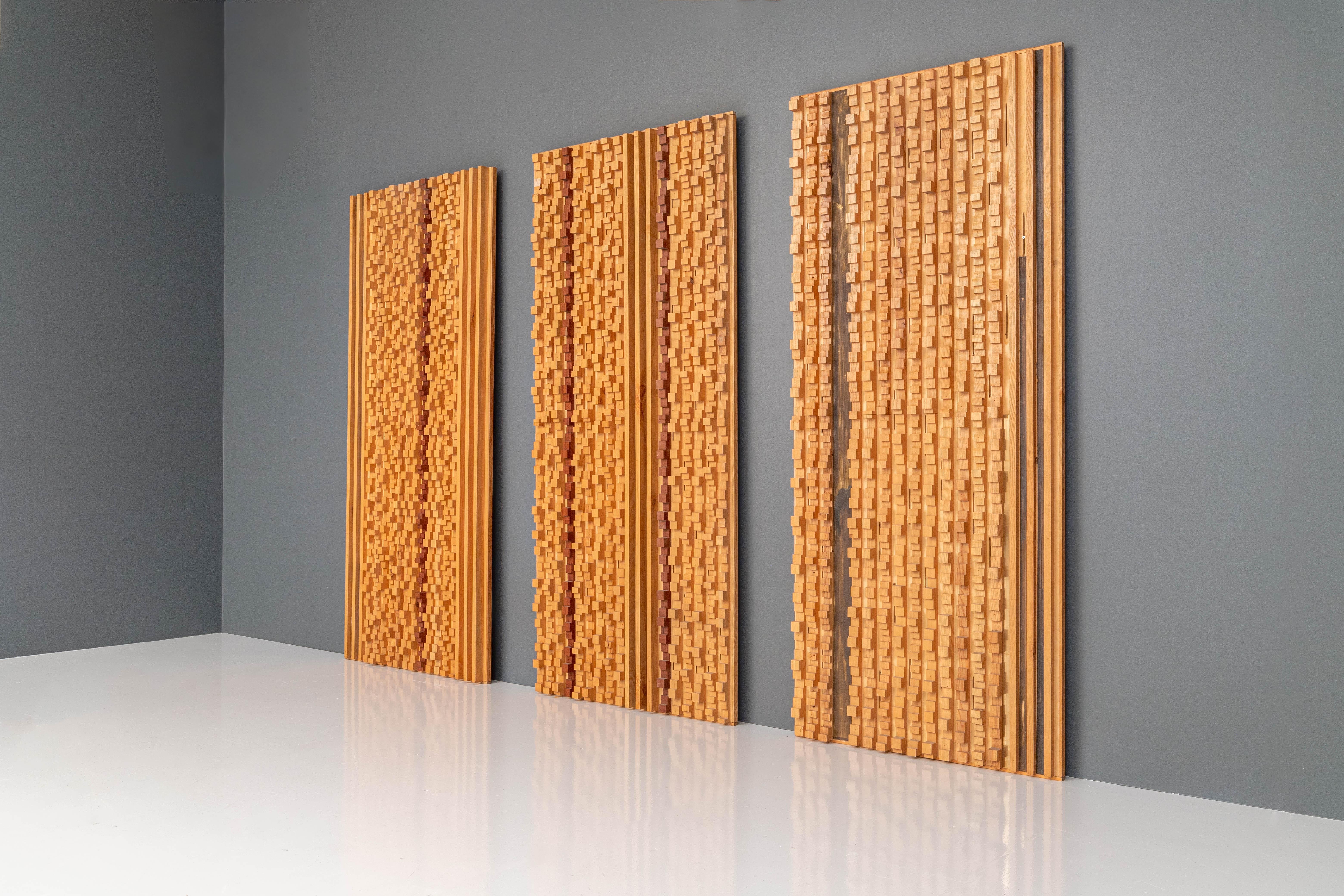 Mid-Century Modern Set of 3 Wall Panels and 2 Cabinets by Stefano d'Amico, Italy, 1975 For Sale