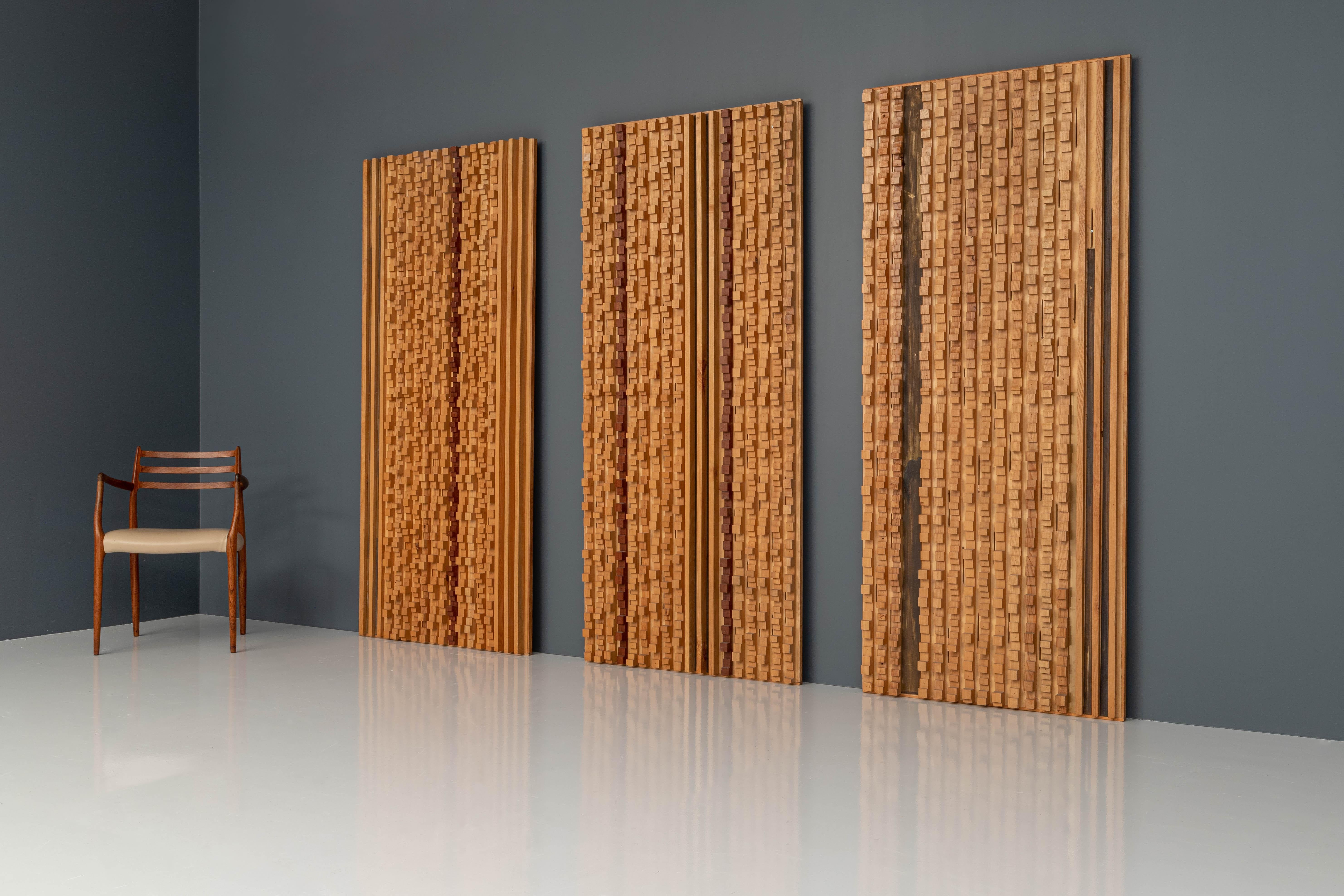Italian Set of 3 Wall Panels and 2 Cabinets by Stefano d'Amico, Italy, 1975 For Sale