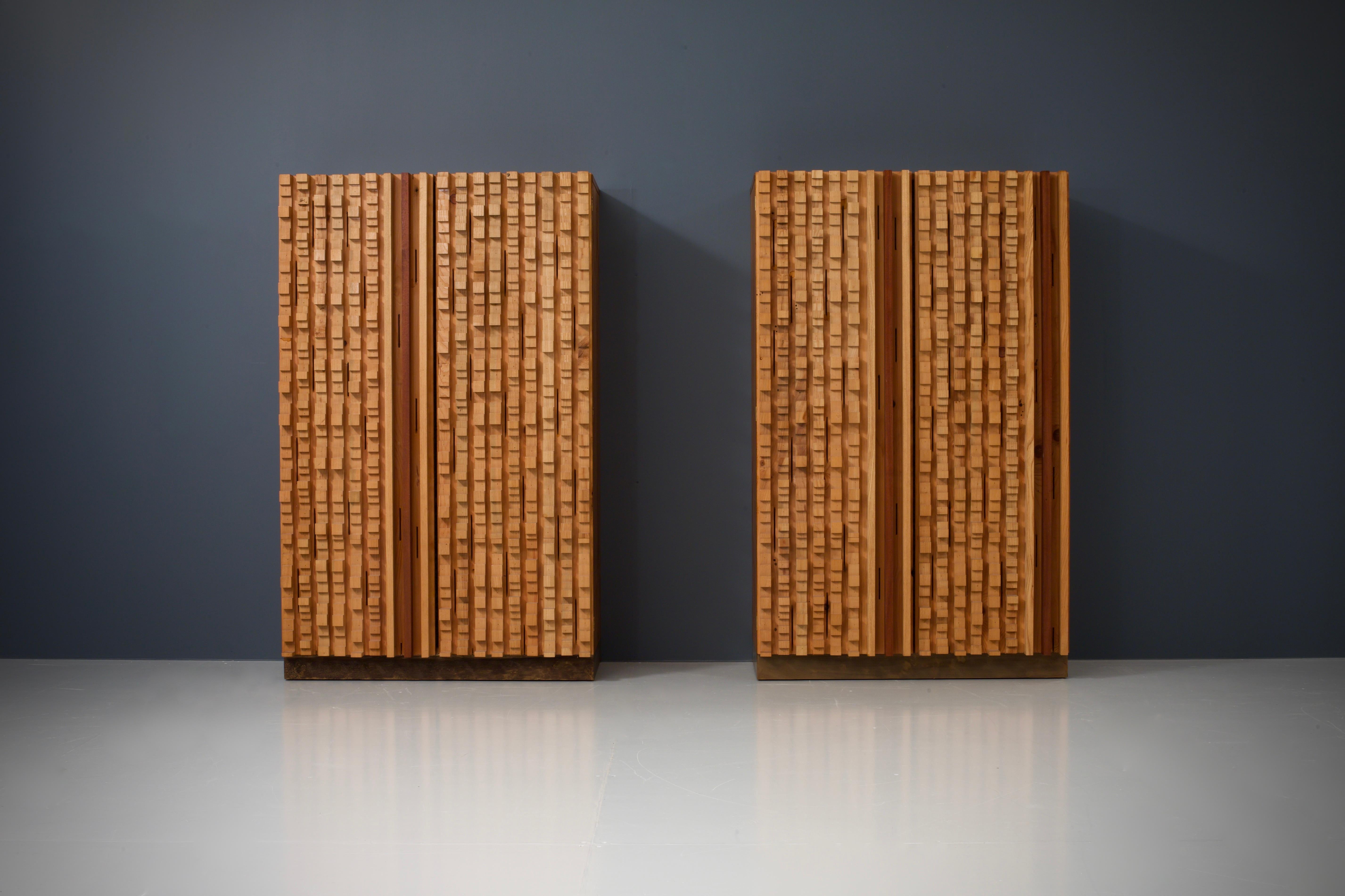 Set of 3 Wall Panels and 2 Cabinets by Stefano d'Amico, Italy, 1975 For Sale 5