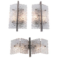 1960 Austria Kalmar Wall Light Faceted Crystal & Nickel, Set of 3