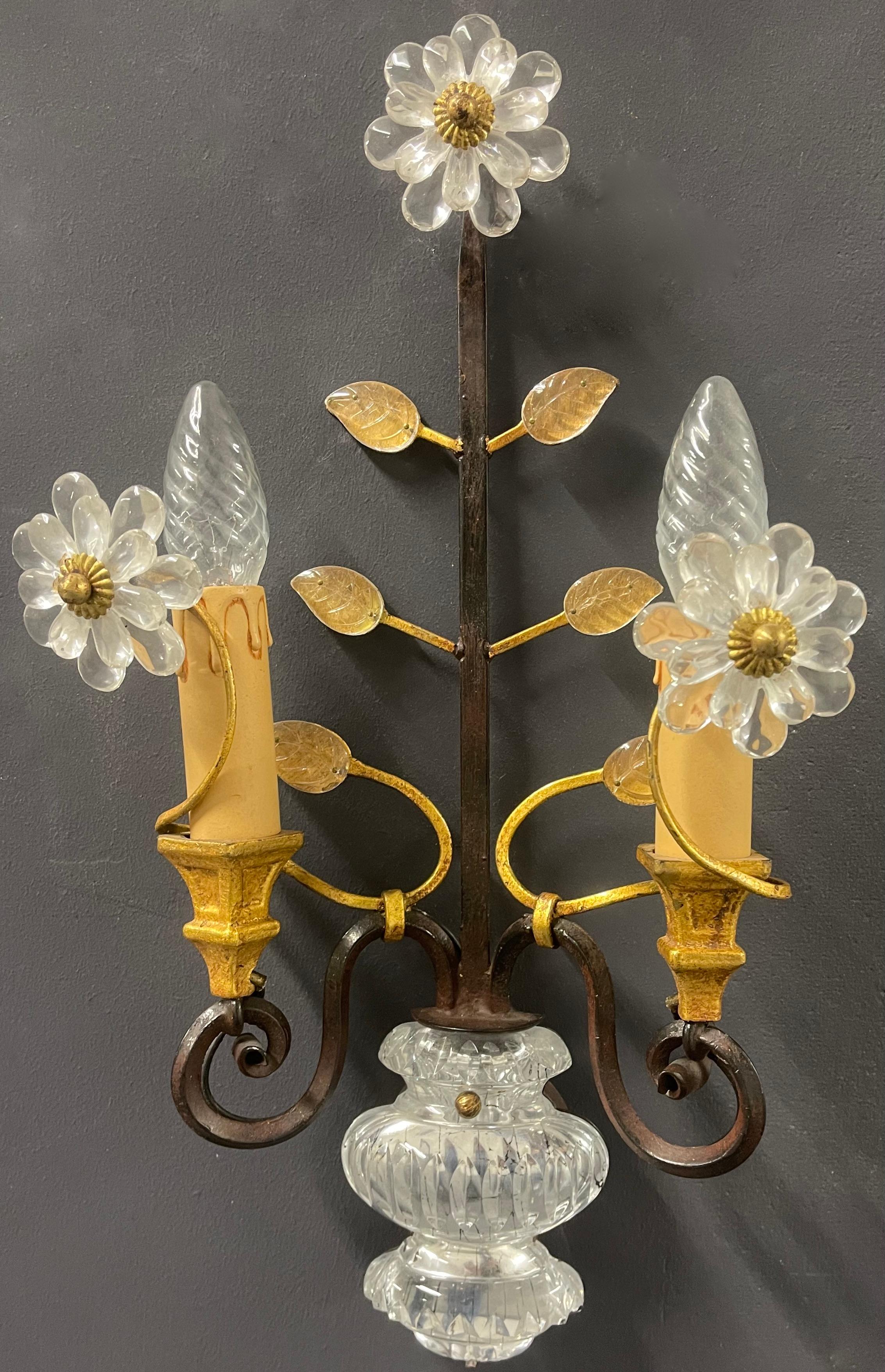 French Set of 3 Wallsconces by Maison Bagues For Sale