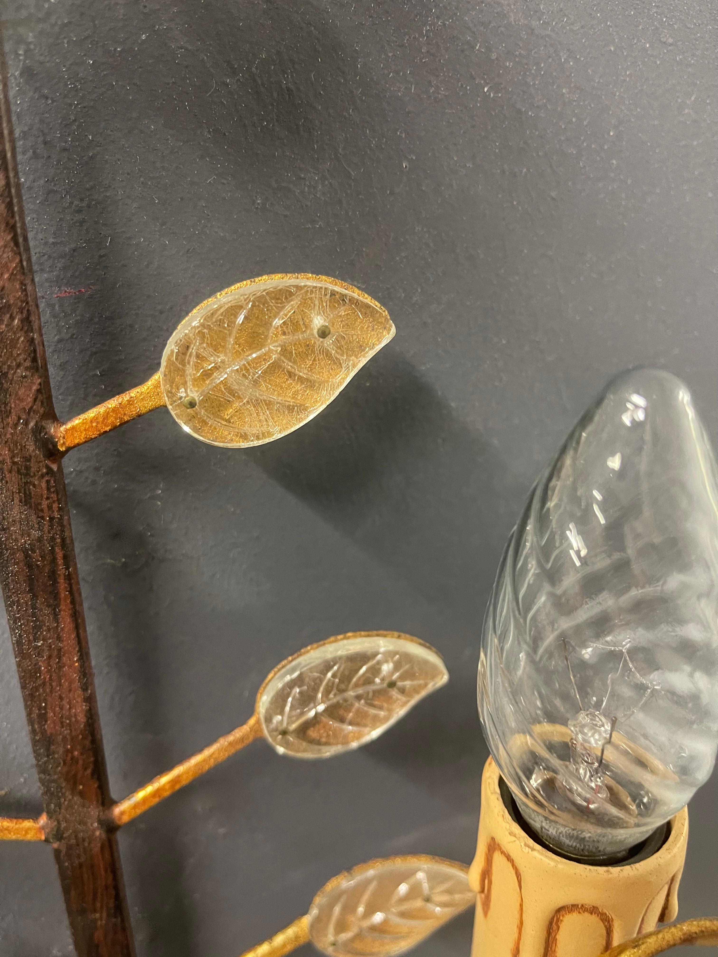 Glass Set of 3 Wallsconces by Maison Bagues For Sale