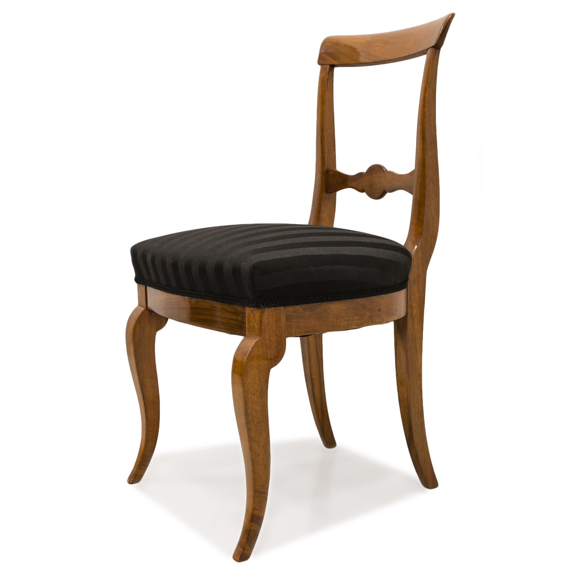 This set of three chairs comes from Germany from the Biedermeier period - years around 1820-1840. The chairs are made of walnut, the seat and backrest are veneered with walnut as well. The set is after complete renovation, reinished with shellac
