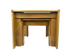 Set of 3 walnut nesting low tables mod. 777 by Afra & Tobia Scarpa for Cassina