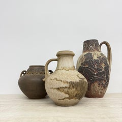 Set of 3 West Germany pottery ceramic vases , 1970s