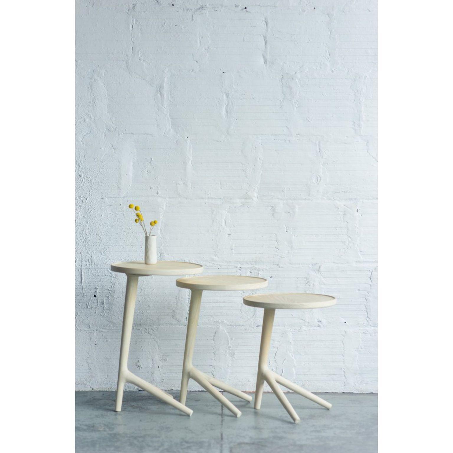 Modern Set of 3 White Ash Tripod Table by Fernweh Woodworking