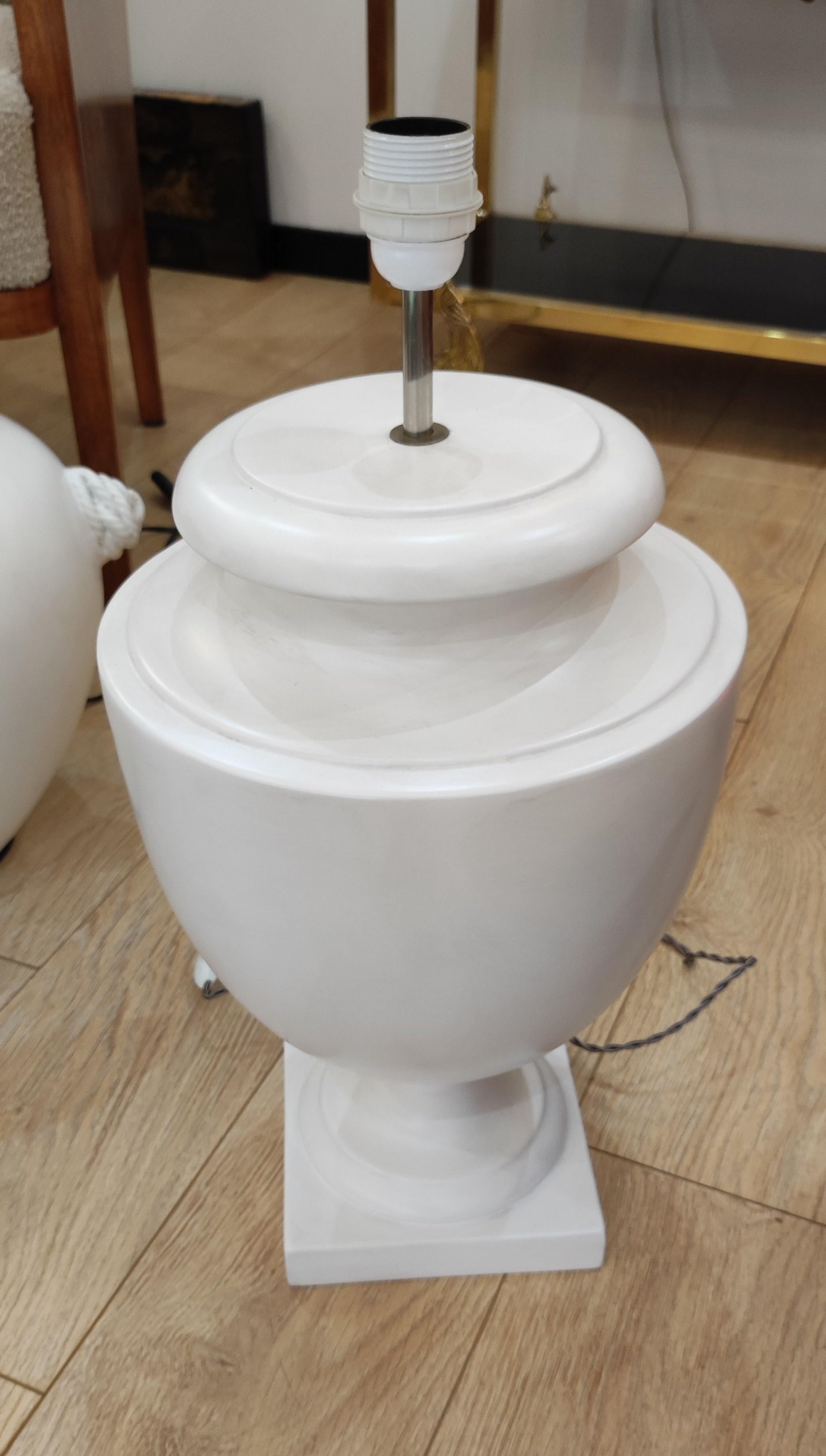 Set aus 3 weißen Keramik-Tischlampen im Angebot 2