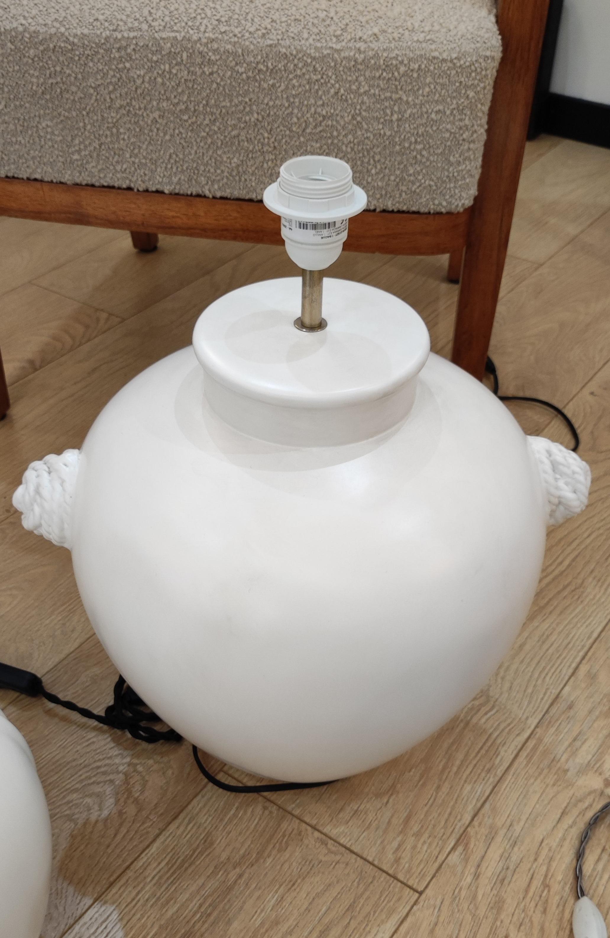 Set aus 3 weißen Keramik-Tischlampen im Angebot 3