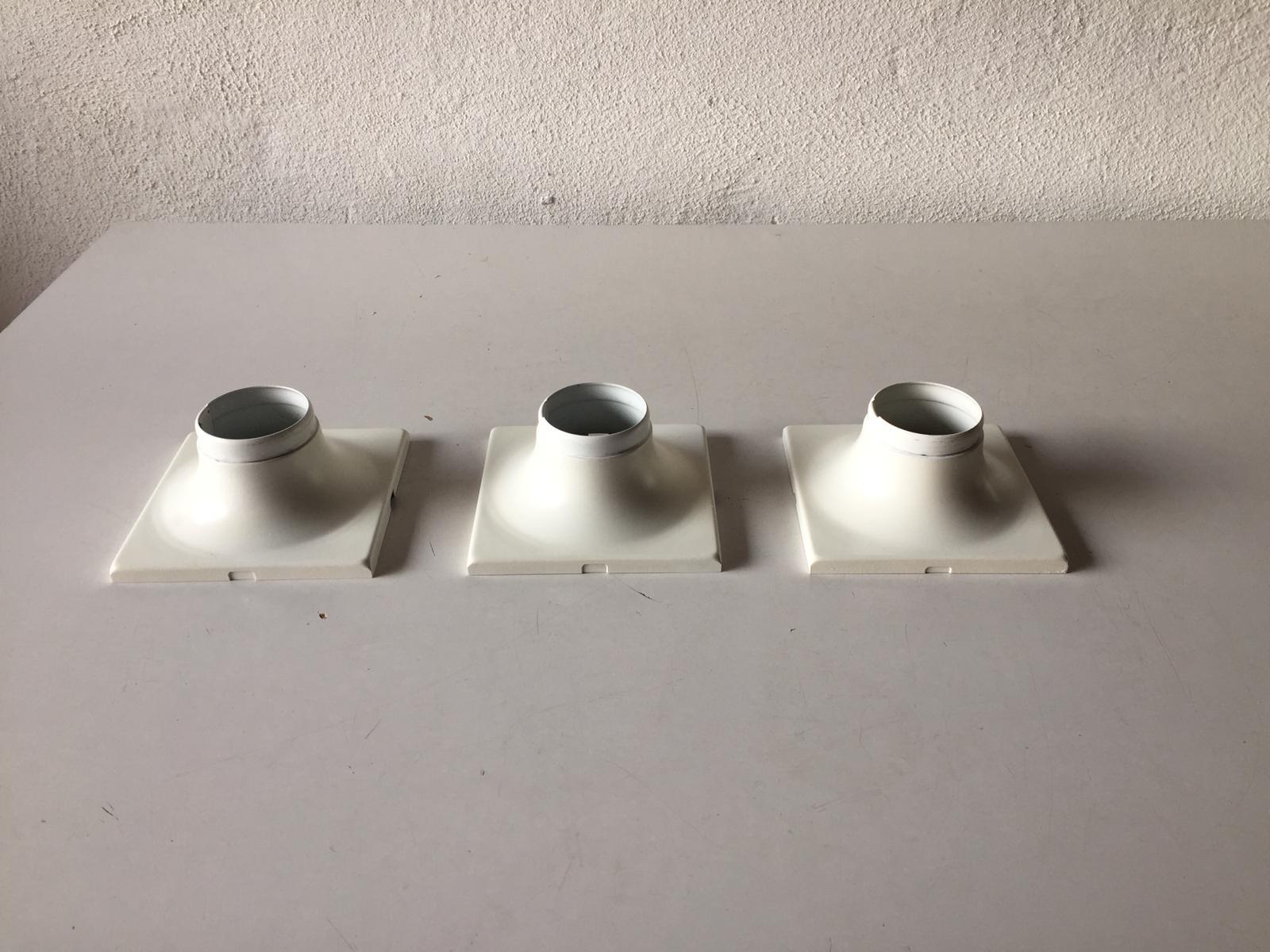 Set of 3 White Metal Ceiling Lamps by Rolf Krüger for Staff, 1960s, Germany 6