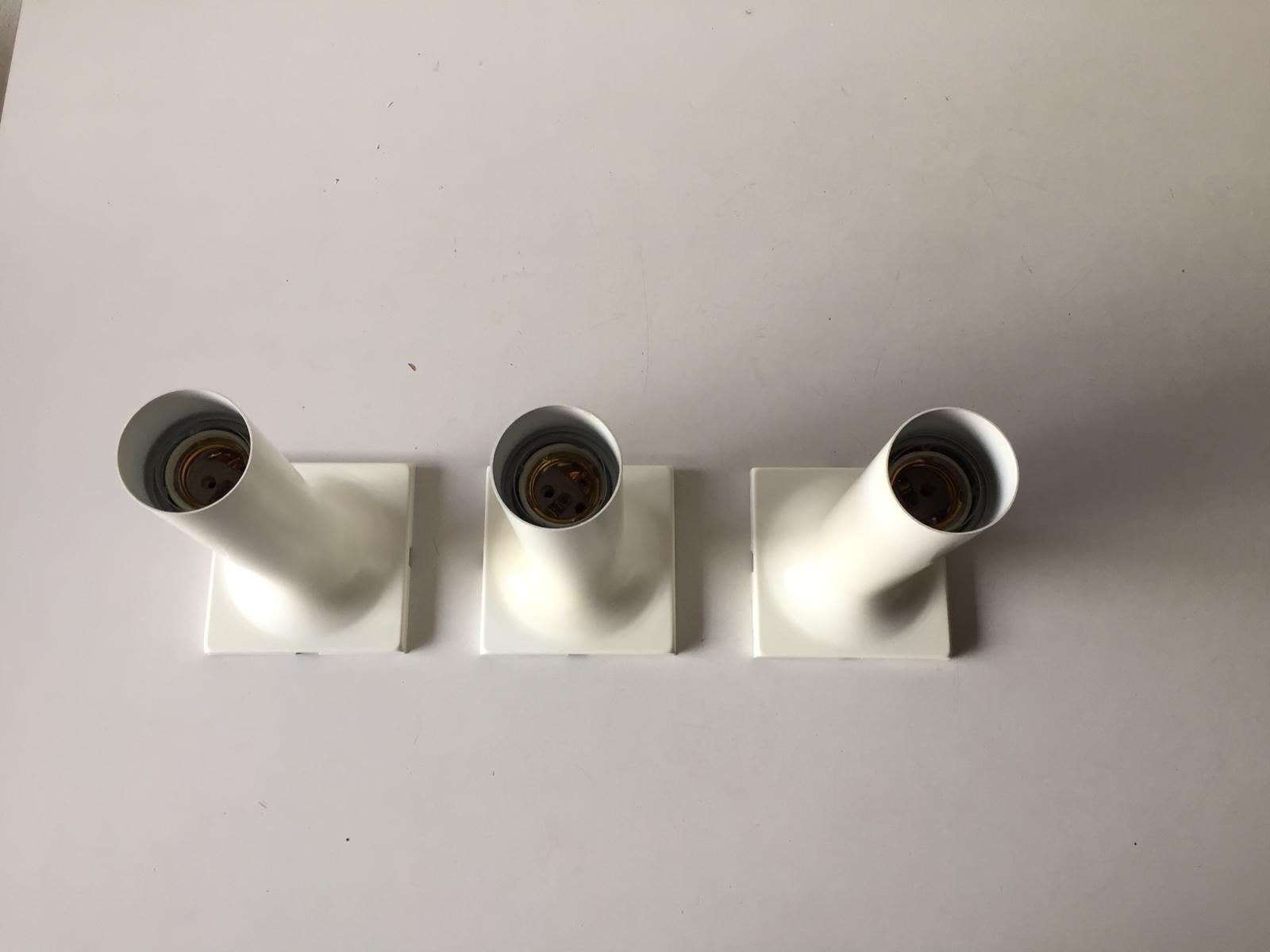 Set of 3 White Metal Ceiling Lamps by Rolf Krüger for Staff, 1960s, Germany For Sale 9