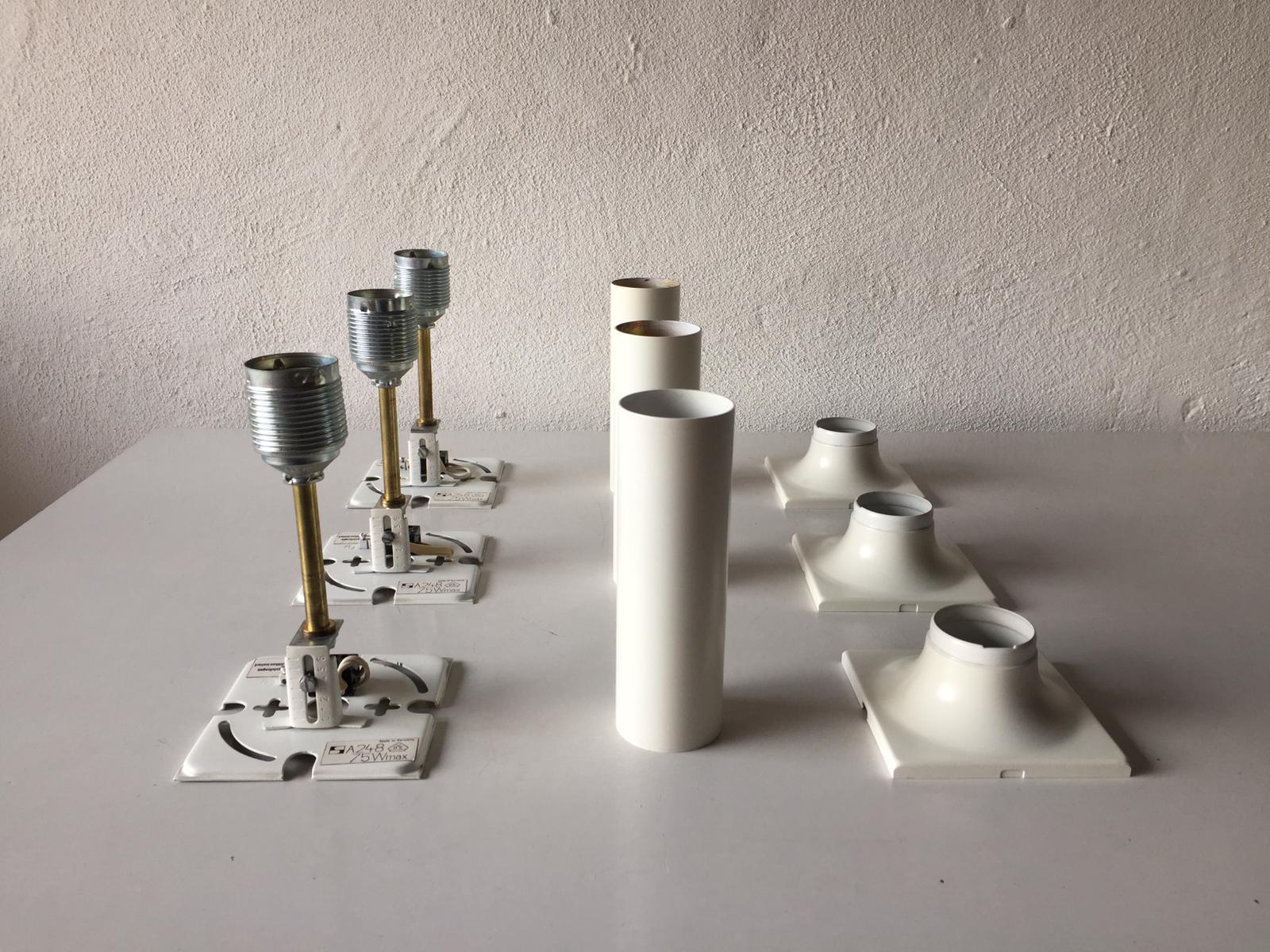 Set of 3 White Metal Ceiling Lamps by Rolf Krüger for Staff, 1960s, Germany 4
