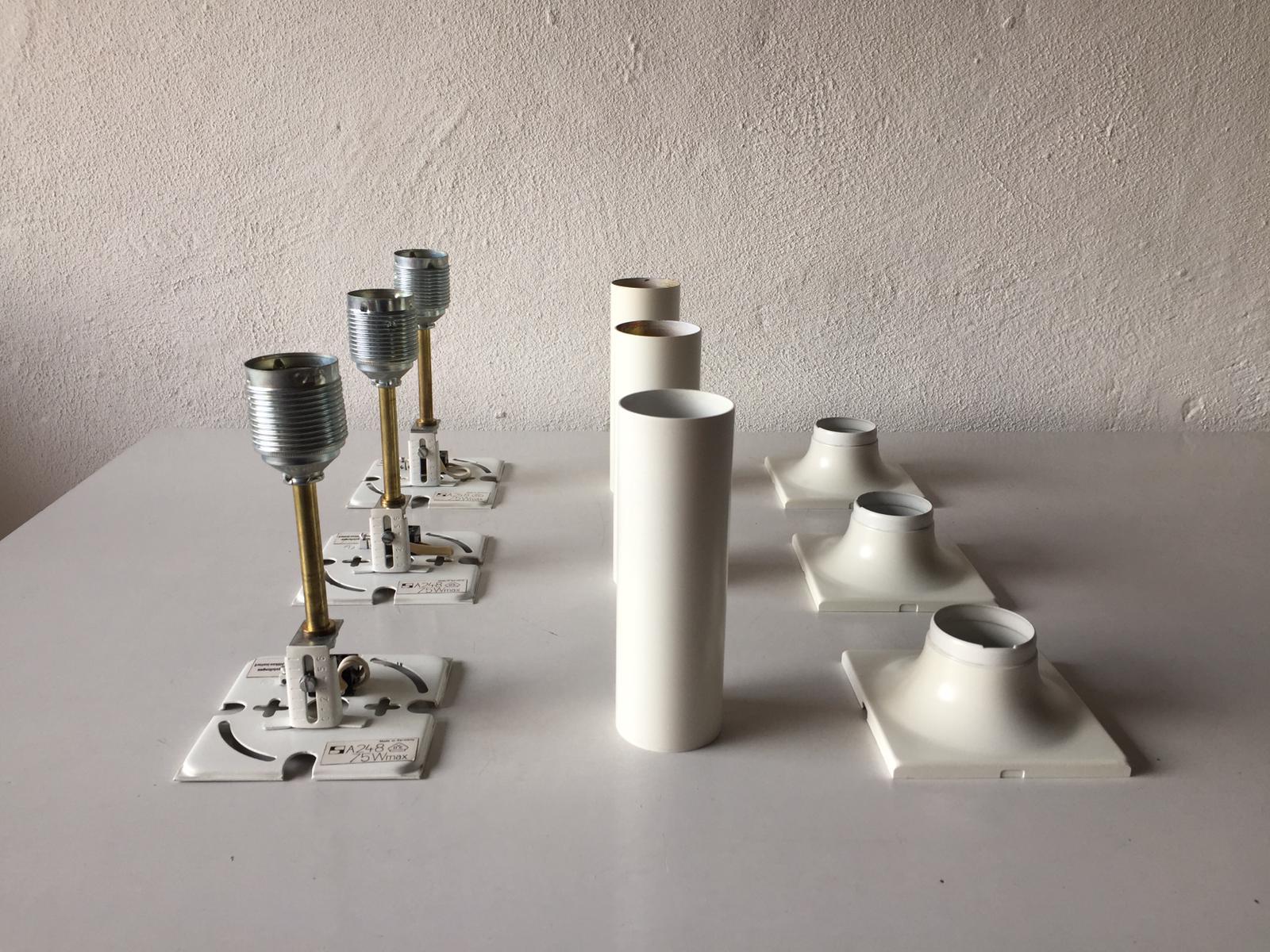 Set of 3 White Metal Ceiling Lamps by Rolf Krüger for Staff, 1960s, Germany For Sale 4