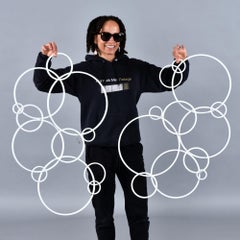 Set of 3 White Metal Circles Modern Abstract Wall Art Sculptures