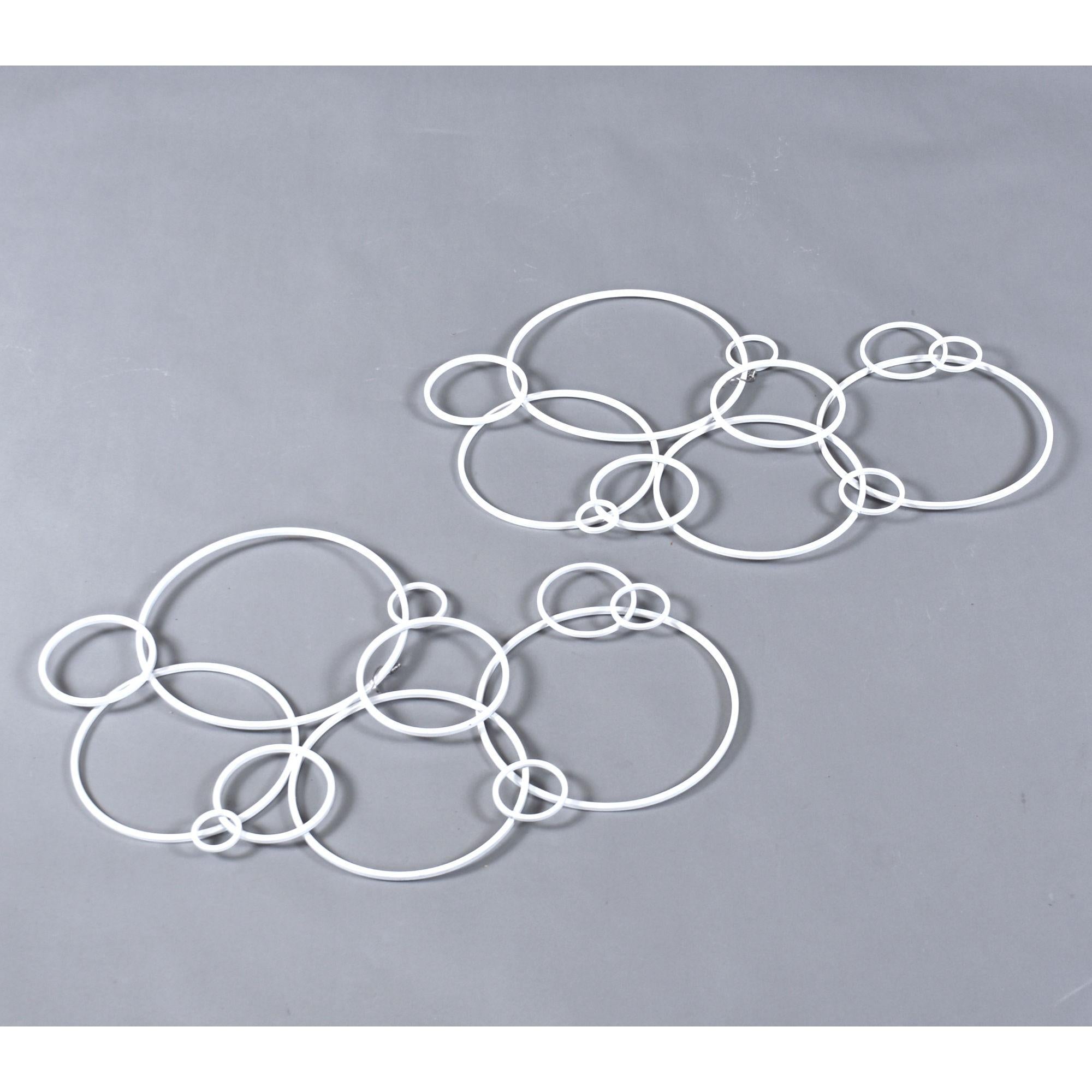 American Set of 3 White Metal Circles Modern Abstract Wall Art Sculptures For Sale