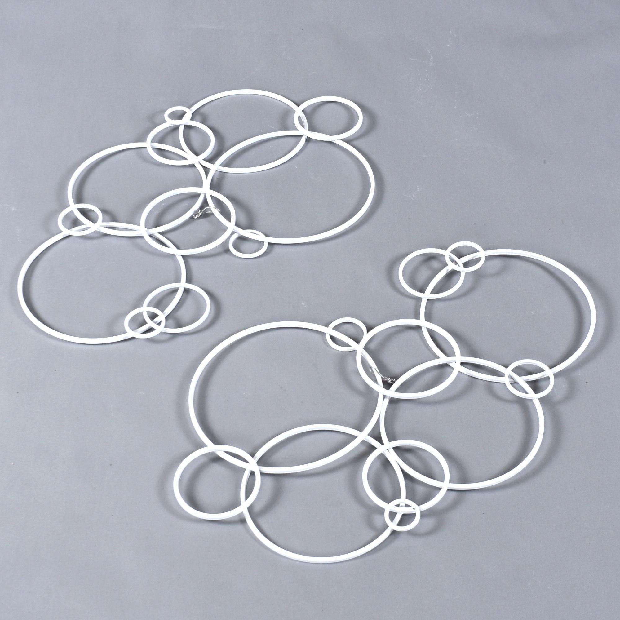 20th Century Set of 3 White Metal Circles Modern Abstract Wall Art Sculptures For Sale